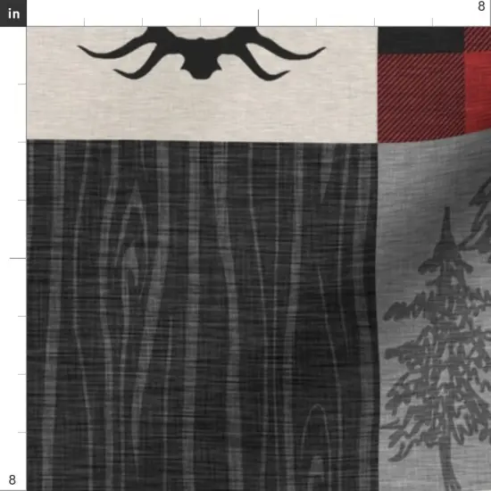 Various Fabrics by the Yard or Fat Quarter Adventure Awaits Quilt Grey Black Red Buffalo Check Plaid Moose Bear Woodland Custom Printed Fabric by Spoonflower {4}