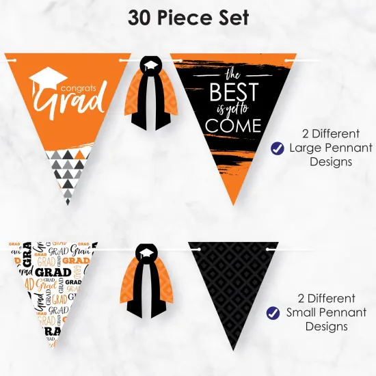 Big Dot of Happiness 30 Piece Orange Graduation Party Pennant Triangle Banner {6}