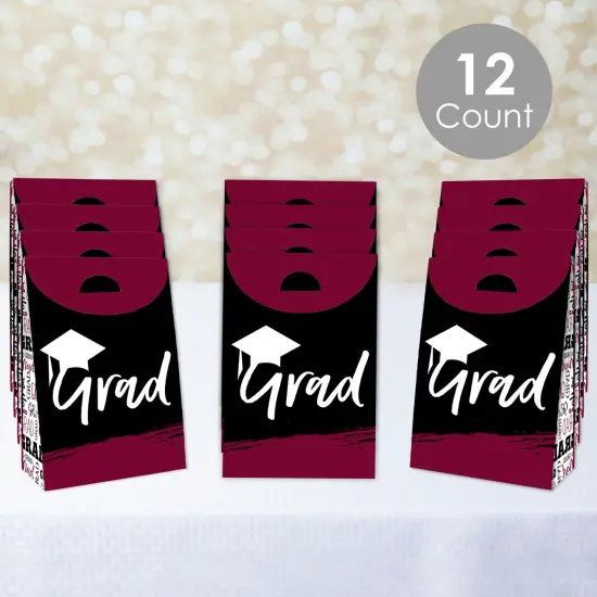 Big Dot of Happiness Maroon Grad - Best is Yet to Come - Burgundy Graduation Gift Favor Bags - Party Goodie Boxes - Set of 12 {3}