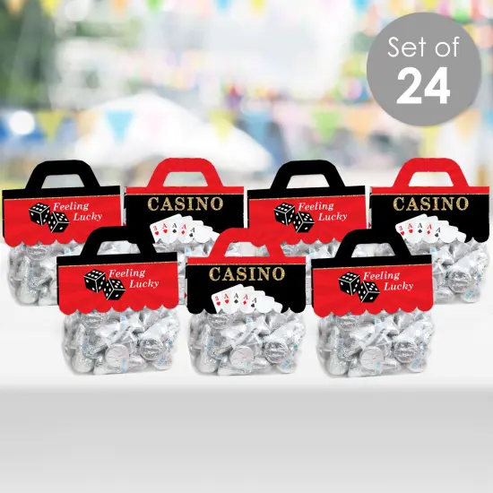 Big Dot of Happiness Las Vegas DIY Casino Party Clear Goodie Favor Bag Labels Candy Bags with Toppers Set of 24 {3}