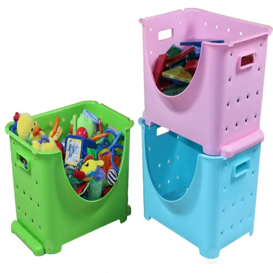 Stackable Plastic Storage Container Set of 3 {2}
