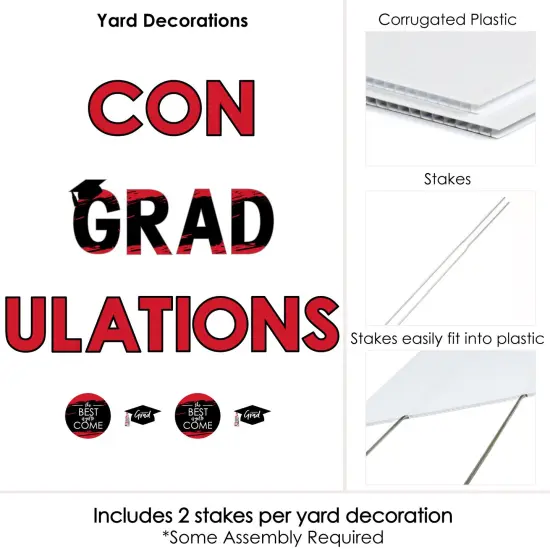 Big Dot of Happiness Red Graduation Party Yard Signs - Outdoor Lawn Decorations - ConGRADulations {6}