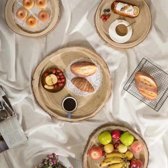 Wood Tree Bark Indented Display Tray Serving Plate Platter Charger {4}