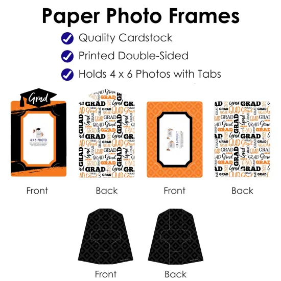 Big Dot of Happiness Orange Graduation Party Centerpieces - 4x6 Picture Display - Paper Photo Frames - Set of 12 {6}
