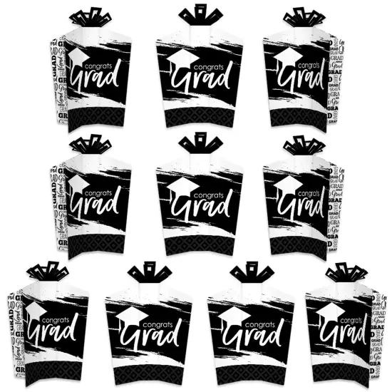 Big Dot of Happiness Black and White Graduation Table Decorations - Party Fold and Flare Centerpieces - 10 Count {1}