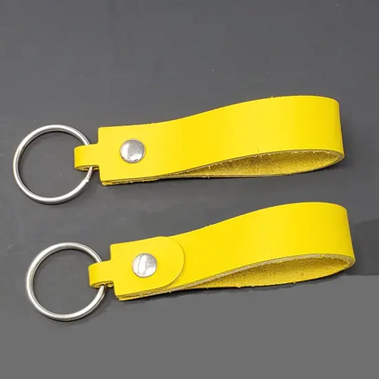 Blank Leather Keychains &ndash; DIY Engraving Kit, Pack of 10 (&frac34;" x 4.5") Yellow {2}