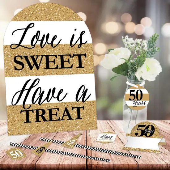 Big Dot of Happiness We Still Do - 50th Wedding Anniversary - DIY Anniversary Party Love is Sweet Signs - Snack Bar Decorations Kit - 50 Pieces {3}