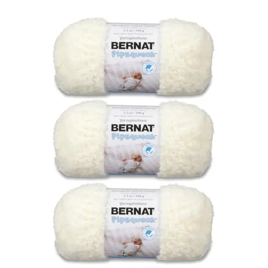 Bernat Pipsqueak Vanilla Yarn - 3 Pack of 100g/3.5oz - Polyester - 5 Bulky - 101 Yards - Knitting/Crochet {1}
