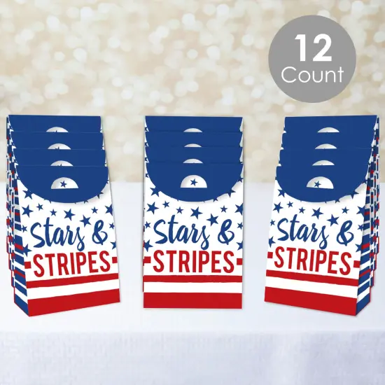 Big Dot of Happiness Stars & Stripes - Patriotic Gift Favor Bags - Party Goodie Boxes - Set of 12 {3}
