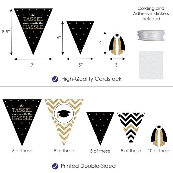 Big Dot of Happiness 30 Piece Gold Graduation Party Pennant Triangle Banner {4}