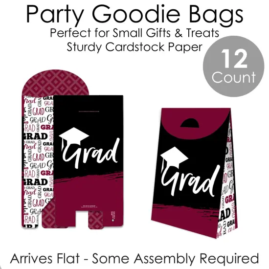 Big Dot of Happiness Maroon Grad - Best is Yet to Come - Burgundy Graduation Gift Favor Bags - Party Goodie Boxes - Set of 12 {7}