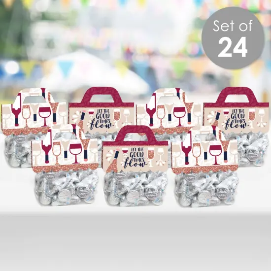 Big Dot of Happiness But First, Wine DIY Wine Tasting Party Clear Goodie Favor Bag Labels Candy Bags with Toppers Set of 24 {3}