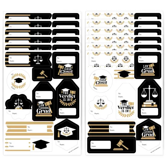 Big Dot of Happiness Law School Grad - Assorted Future Lawyer Graduation Party Gift Tag Labels - To and From Stickers - 12 Sheets - 120 Stickers {1}