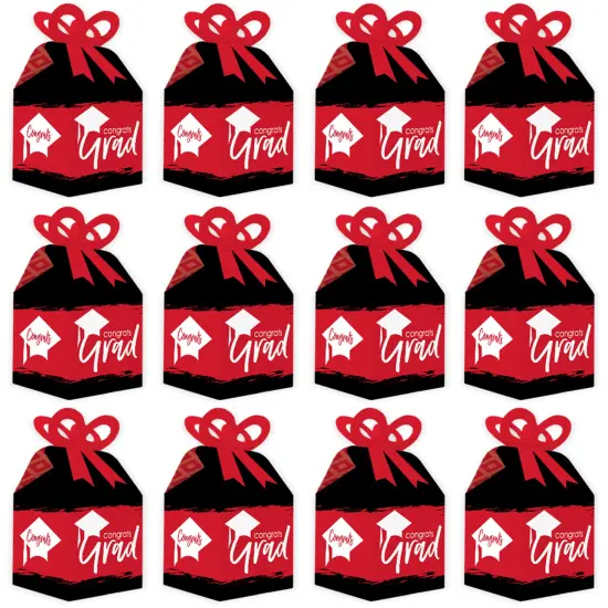 Big Dot of Happiness Red Grad - Best is Yet to Come - Square Favor Gift Boxes -Red Graduation Party Bow Boxes - Set of 12 {6}