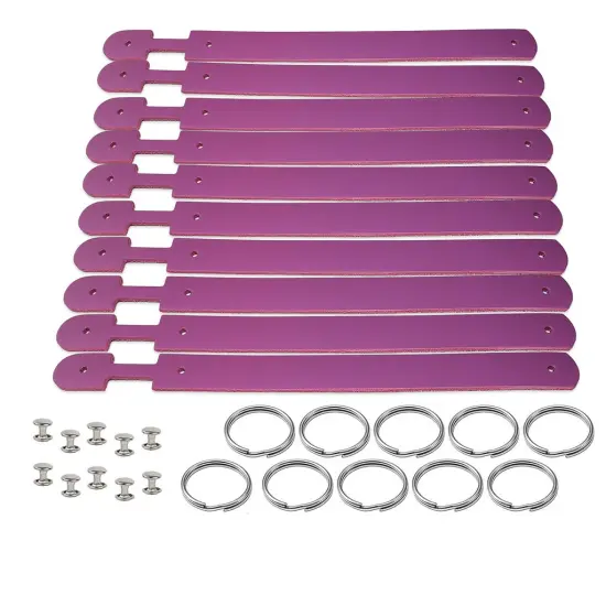 Blank Leather Keychains &ndash; DIY Engraving Kit, Pack of 10 (&frac34;" x 4.5") Lavender {1}