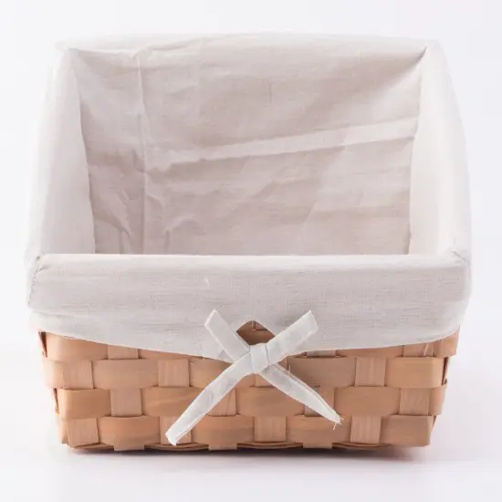 Wooden Angled Display Basket with Fabric Liner for Storage and Display {3}