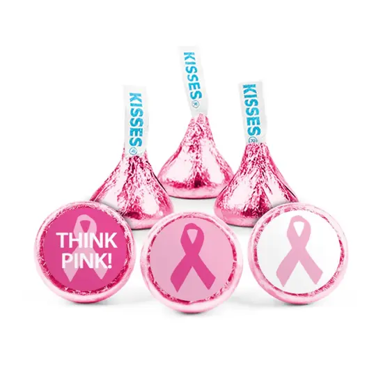 324ct Breast Cancer Awareness Stickers for Hershey's Kisses, Mints, or Peanut Butter Cup Mini (324 pack) - Think Pink - By Just Candy {1}