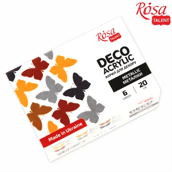 Metalic Acrylic paint for decor set, 6*20ml ROSA __LENT {4}