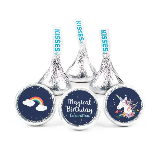 100ct Unicorn Birthday Candy Party Favors Hershey's Kisses Milk Chocolate DIY (100 Candies + 1 Sheet Stickers) - Assembly Required - by Just Candy {1}