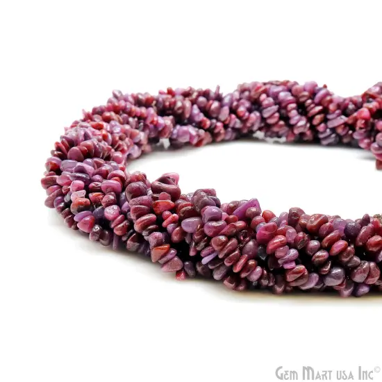 Ruby Chip Beads, 34 Inch, Natural Chip Strands, Drilled Strung Nugget Beads, 3-7mm, Polished, GemMartUSA (CHRB-70001) {6}