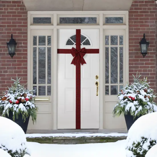 Northlight 14' Red Buffalo Plaid Christmas Door Bow {3}