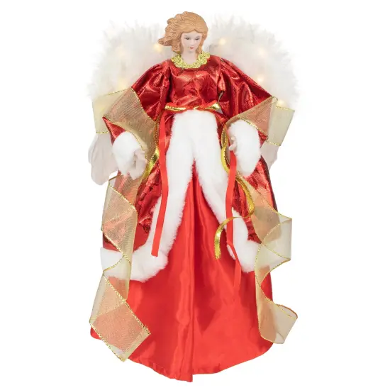 Northlight Angel with Lighted Wings Christmas Tree Topper - 14" - Red and White {1}