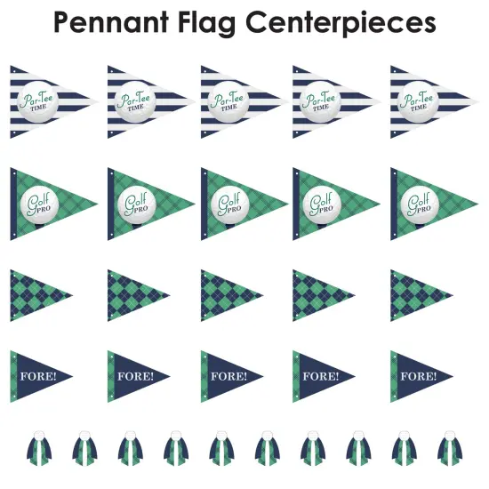 Big Dot of Happiness Par-Tee Time - Golf - Triangle Birthday or Retirement Party Photo Props - Pennant Flag Centerpieces - Set of 20 {7}