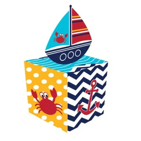 Party Central Ahoy Matey Chevron Cookie and Candy Party Favor Treat Boxes - 4.25" - Club Pack of 48 Blue {1}