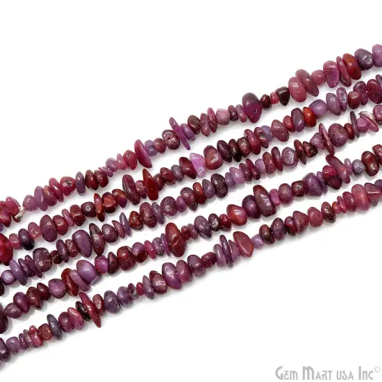 Ruby Chip Beads, 34 Inch, Natural Chip Strands, Drilled Strung Nugget Beads, 3-7mm, Polished, GemMartUSA (CHRB-70001) {1}