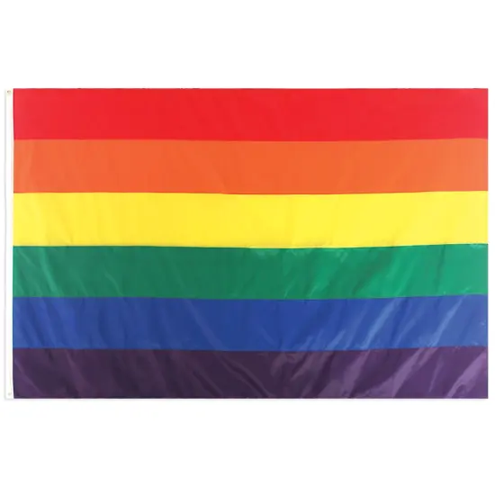 In the Breeze 5 Foot by 8 Foot Rainbow Flag - Rainbow Grommet Flag with Sewn Stripes {1}