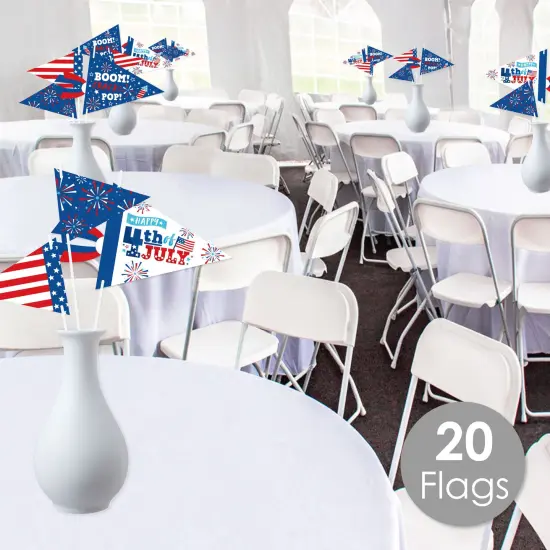 Big Dot of Happiness Firecracker 4th of July - Triangle Red, White and Royal Blue Party Photo Props - Pennant Flag Centerpieces - Set of 20 {3}