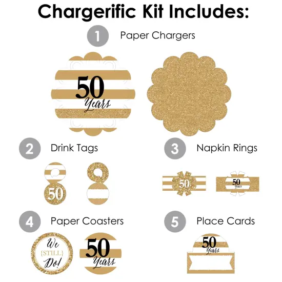 Big Dot of Happiness We Still Do - 50th Wedding Anniversary - Anniversary Party Paper Charger & Table Decorations Chargerific Kit for 8 {4}