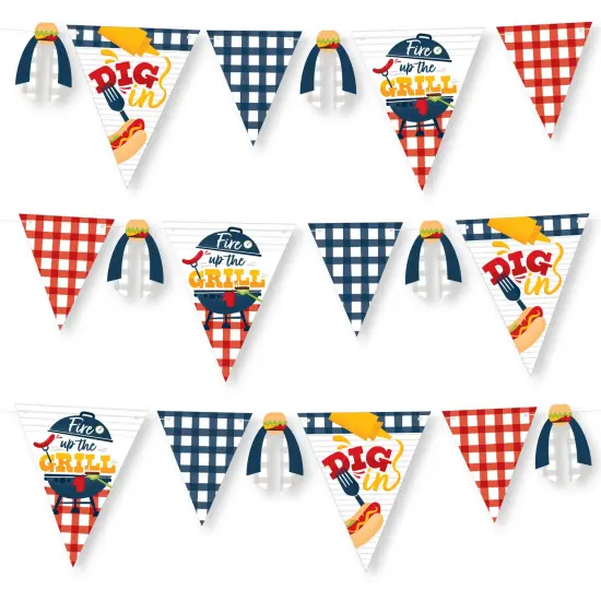 Big Dot of Happiness Fire Up the Grill - DIY Summer BBQ Picnic Party Pennant Garland Decoration - Triangle Banner - 30 Pieces {1}