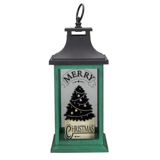 Northlight LED Candle With Christmas Tree Lantern - 12" - Green and Black {1}