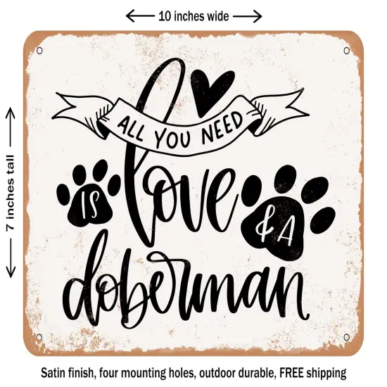 DECORATIVE METAL SIGN - Doberman - Vintage Rusty Look {2}