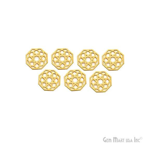 Hexagon Shape Charm Laser Finding Gold Plated 13mm Charm For Bracelets & Pendants {2}