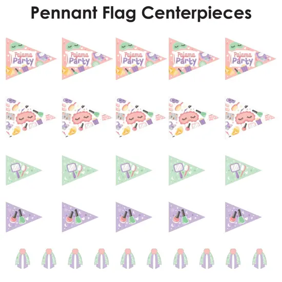 Big Dot of Happiness Pajama Slumber Party - Triangle Girls Sleepover Birthday Party Photo Props - Pennant Flag Centerpieces - Set of 20 {7}