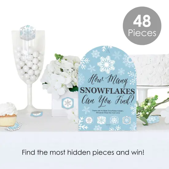 Big Dot of Happiness Winter Wonderland - Snowflake Holiday Party and Winter Wedding Scavenger Hunt - 1 Stand and 48 Game Pieces - Hide and Find Game {3}