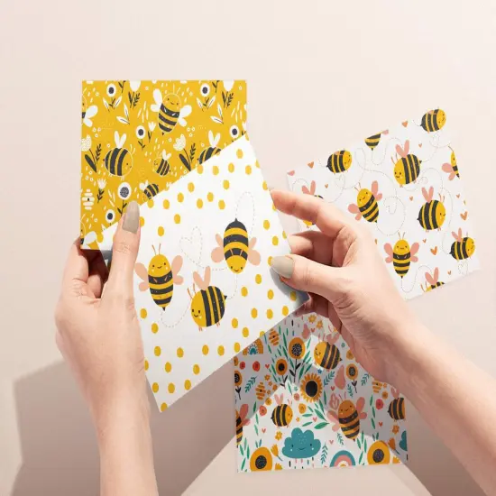 Bumble Bee Greeting Cards | Bees Cards Set | Cartoon Bee Cards | Bees and Flowers Greeting Cards | Bees and Hearts Cards | Buzzing Bee Card {5}