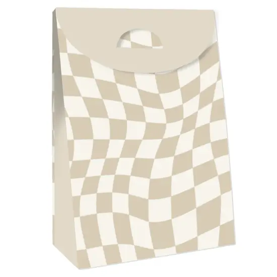 Big Dot of Happiness Tan Checkered Party - Gift Favor Bags - Party Goodie Boxes - Set of 12 {4}