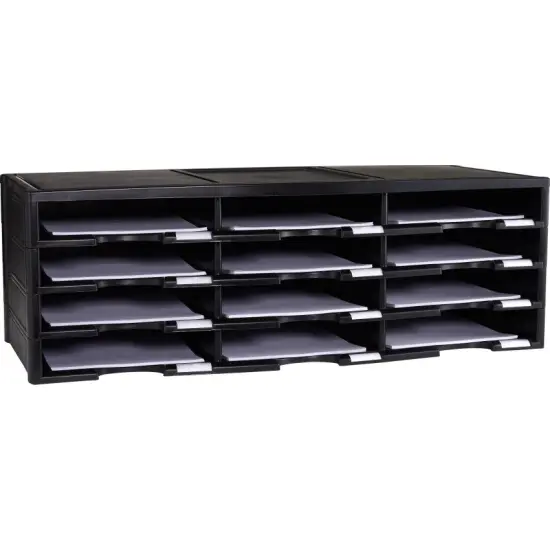 Storex 12-Compartment Literature Organizer/Document Sorter, Black (Drop Ship Approved Packing) (replaces 61602U01C) {1}