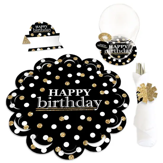Big Dot of Happiness Adult Happy Birthday - Gold - Birthday Party Paper Charger & Table Decorations Chargerific Kit for 8 {1}