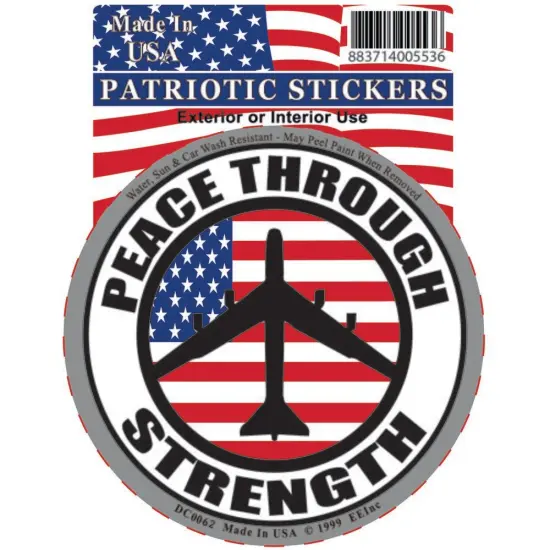 Patriotic Peace Through Strength Sticker (3"x4-1/4") {1}