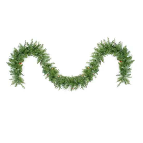 Northlight Pre-Lit Northern Pine Artificial Christmas Garland - 9' x 10" - Multi Color Lights Green {3}