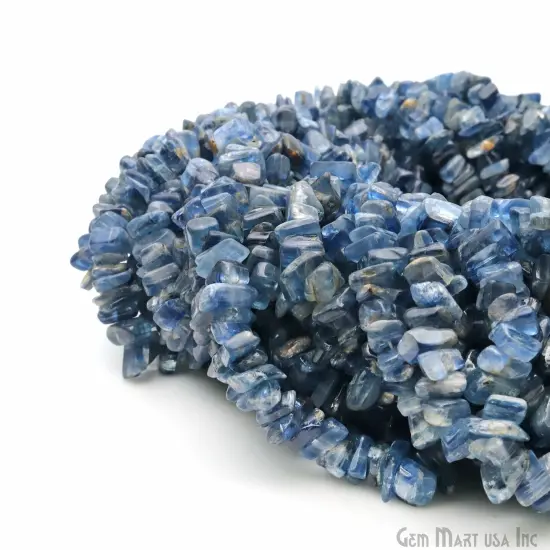 Kyanite Chip Beads, 34 Inch, Natural Chip Strands, Drilled Strung Nugget Beads, 3-7mm, Polished, GemMartUSA (CHKY-70001) {2}