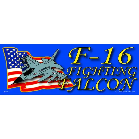 F-16 Fighting Falcon Bumper Sticker 3-1/4"X9" {1}