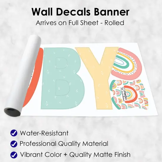 Big Dot of Happiness Hello Rainbow - Peel and Stick Boho Baby Shower Standard Banner Wall Decals - Baby {7}