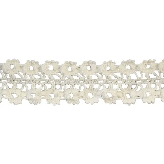 Belagio Cotton Lace Trim, 1.38" Wide, Floral Design, Ivory, 10-Yard Bolt {1}