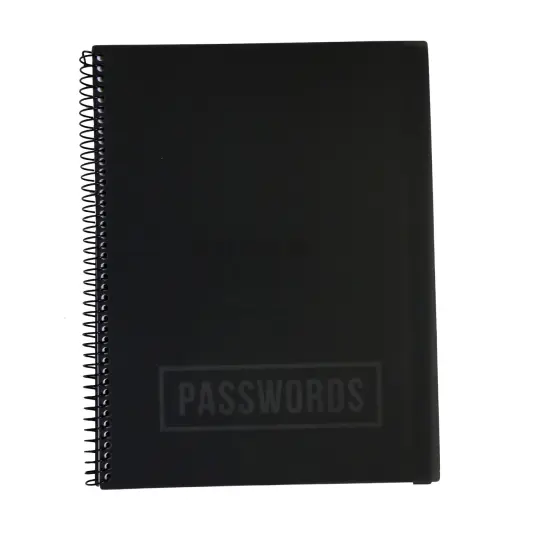 RE-FOCUS THE CREATIVE OFFICE, Large Password Keeper Book, Spiral Bound with Alphabetical Tabs Black {1}