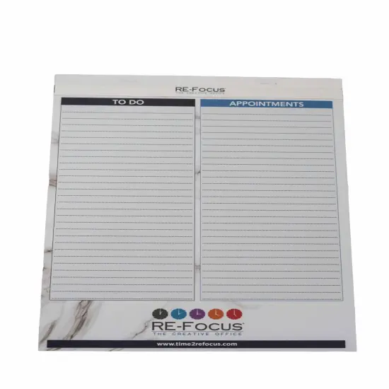 RE-FOCUS THE CREATIVE OFFICE, Professional To do and Appointment list pad, Legal size, 2 pack, 30 sheets each Blue {2}